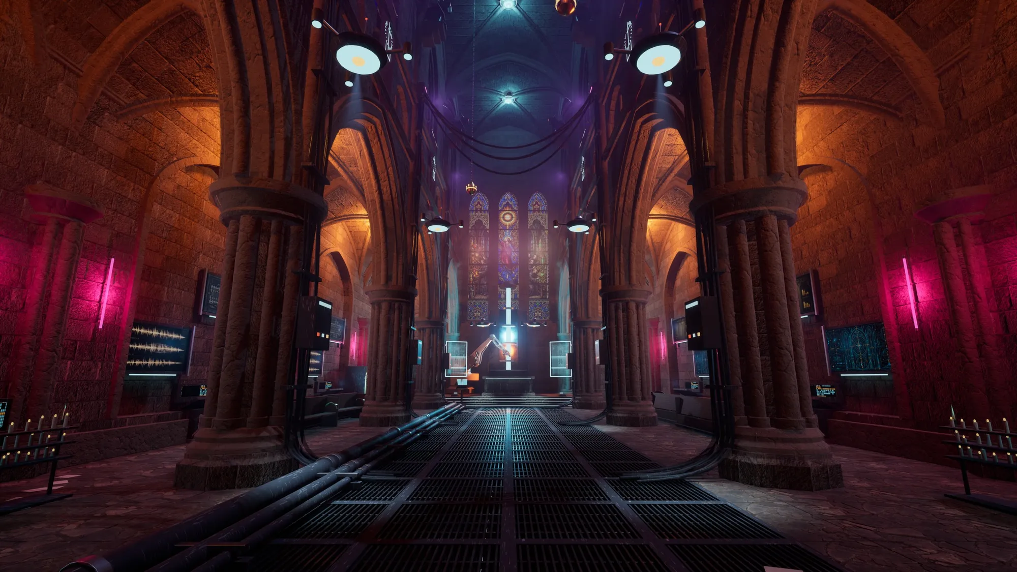 Final frame: the nave in Unreal Engine 5, Lumen lighting