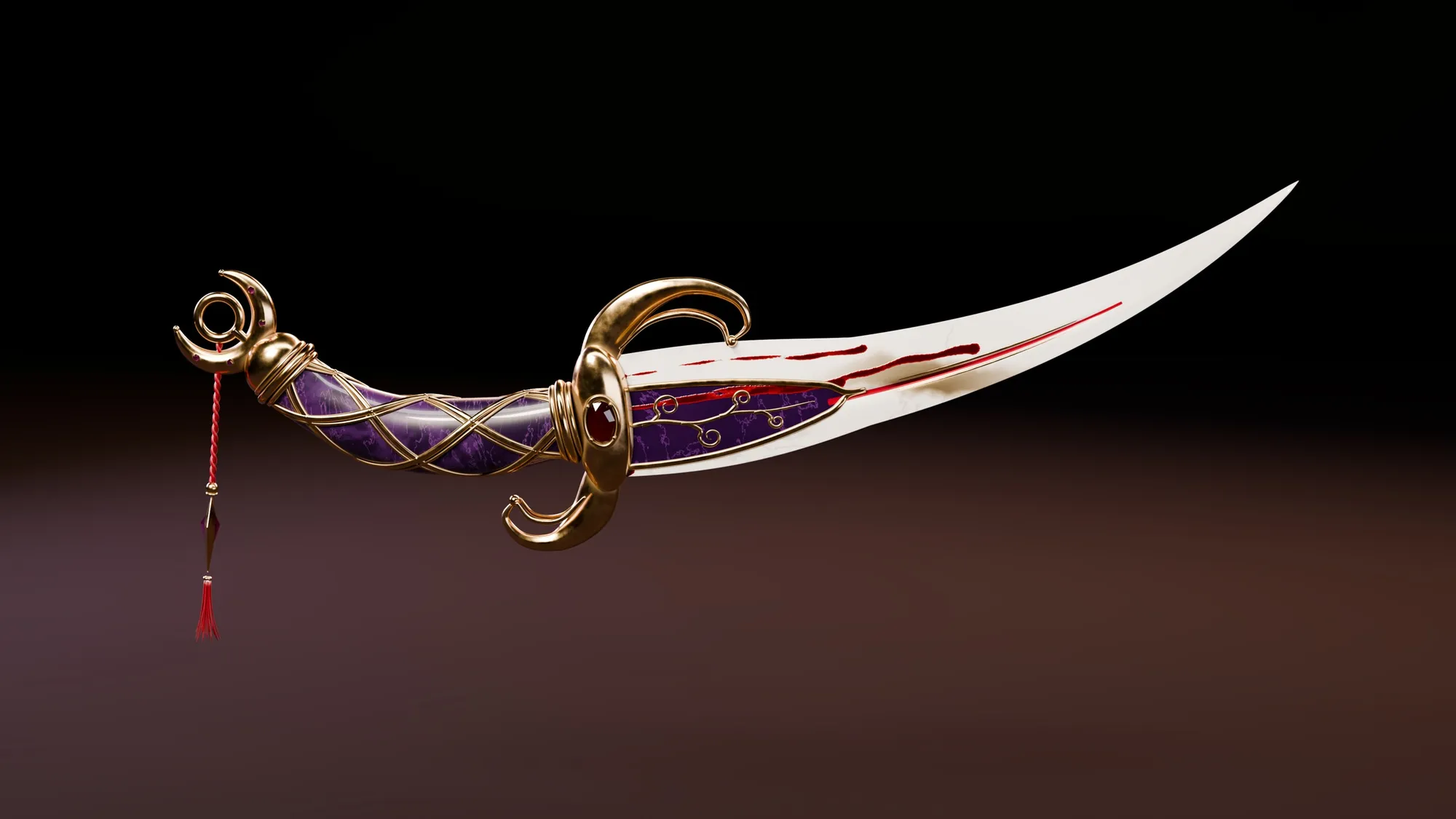 Studio frame: marble blade, gold guard and lacquered grip